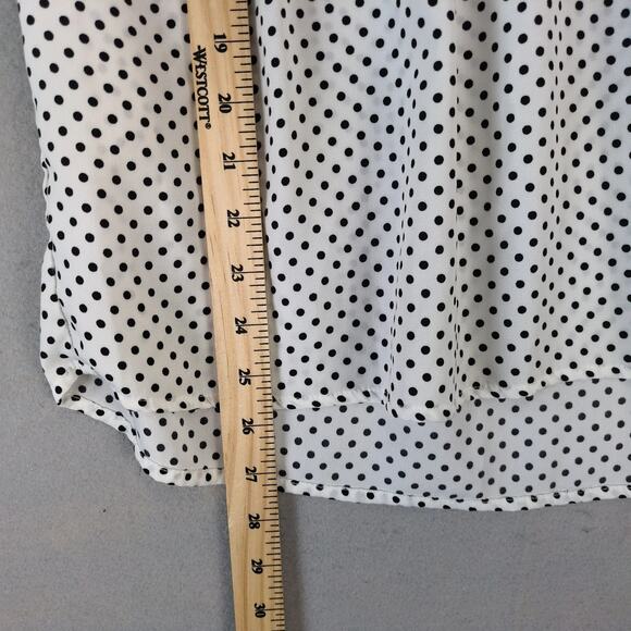 Savanna Jane Floral Embroidered Blouse Women's L B&W Polka Dot Babydoll Top Boho - Picture 5 of 10